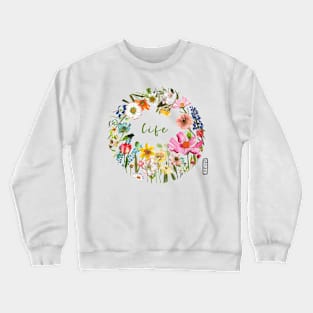 Hand painted flower design in watercolor and color pencils Crewneck Sweatshirt